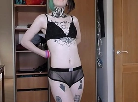 Andy teen super cute goth spinner huge dildo and blowjob